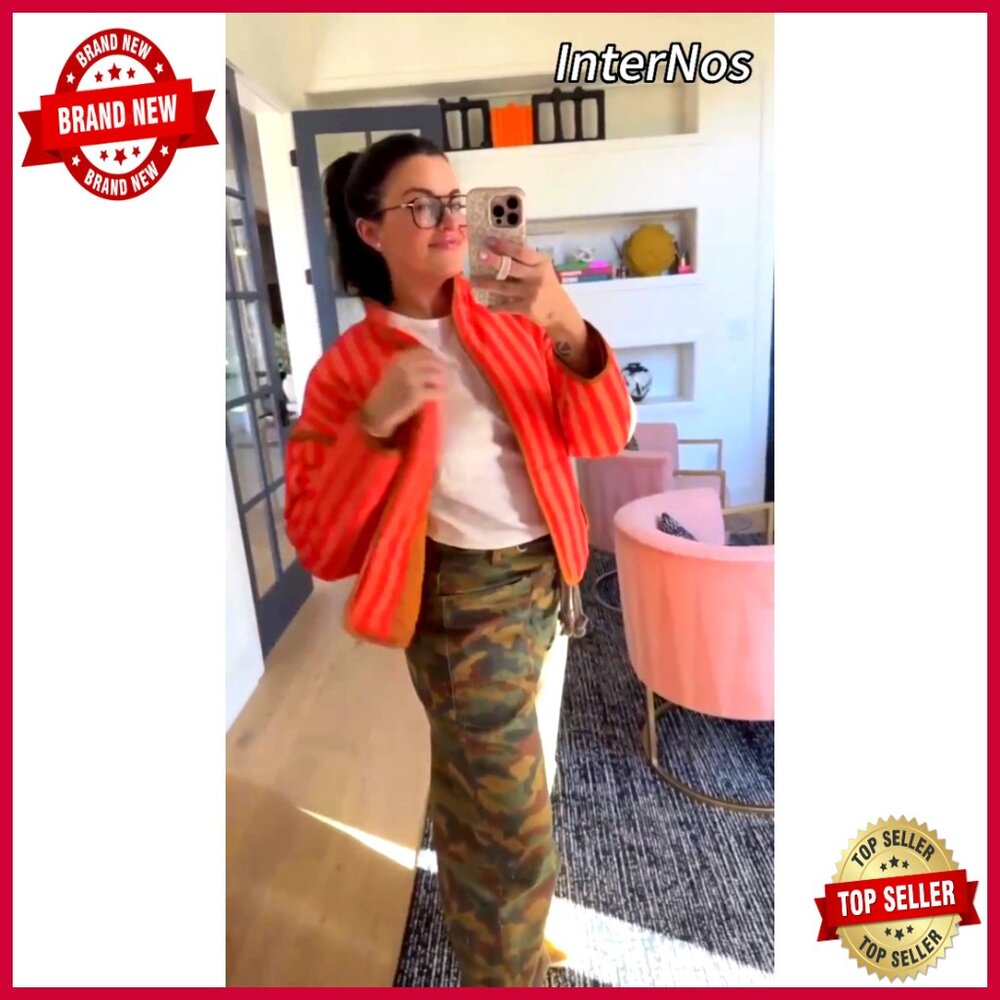 Lightweight Quilted Puffer Jacket with Pockets, Stand Collar, Loose Fit - Picture 7 of 7